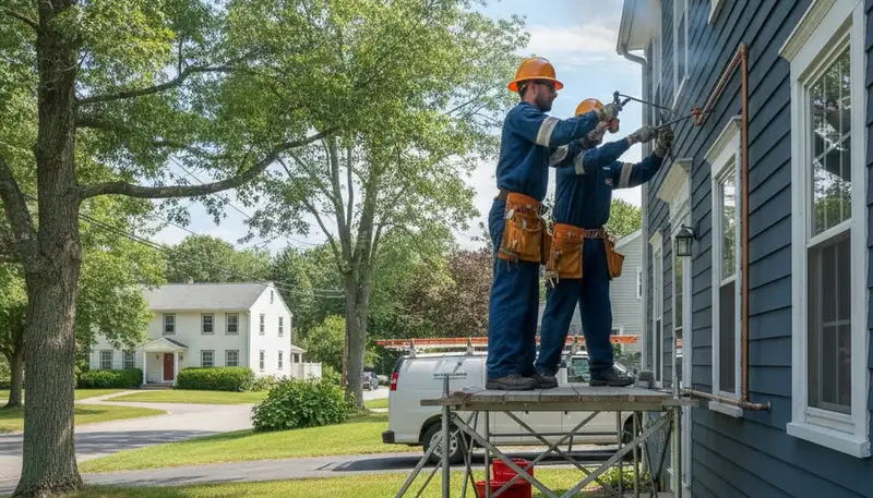Plumber repairing a pipe in Concord, MA for plumbing repair services