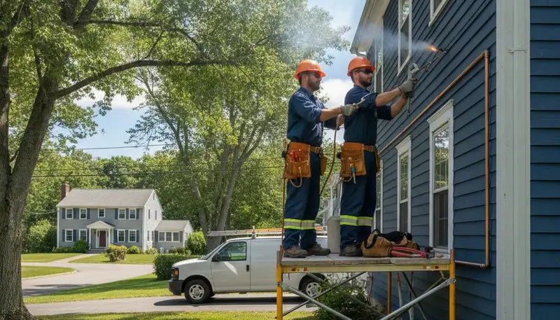 Plumber repairing a pipe in Concord, MA for residential plumbing service