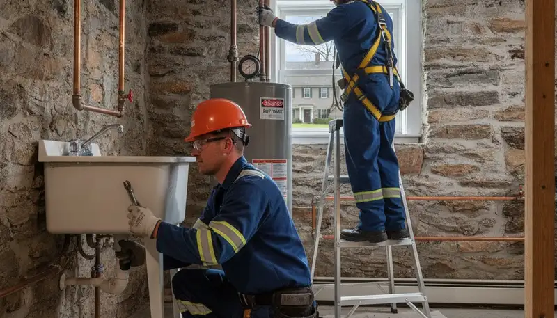 Plumber repairing pipe in Concord, MA for residential plumbing service
