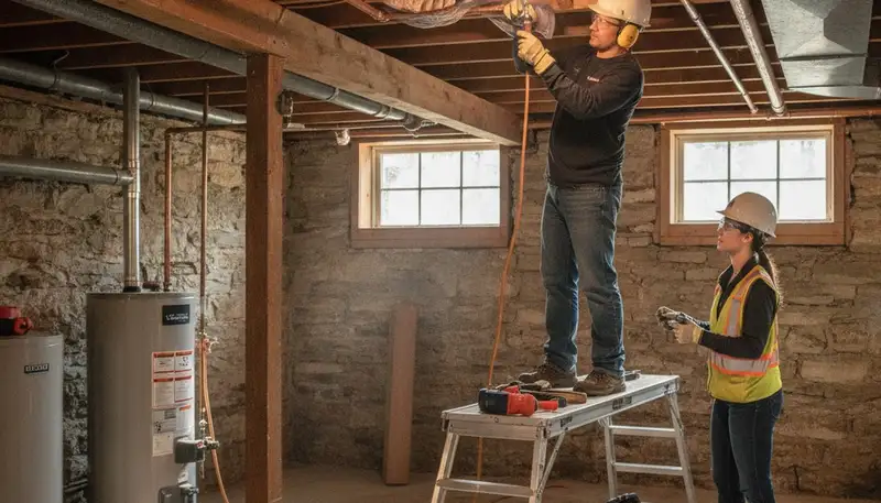 Plumber repairing a pipe in Concord, MA for residential plumbing service