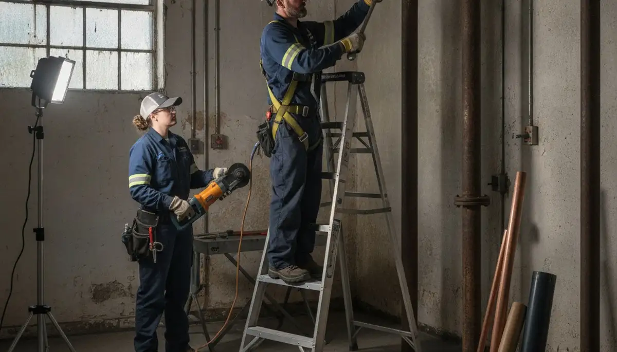 Plumber repairing a pipe in Concord, MA for residential plumbing service