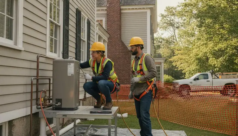 Plumber repairing a pipe in Concord, MA for residential plumbing service