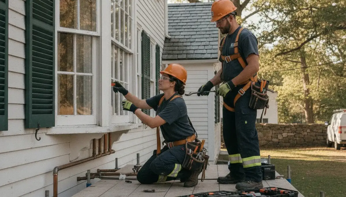 Plumber repairing pipes in Concord, MA for a local plumbing service