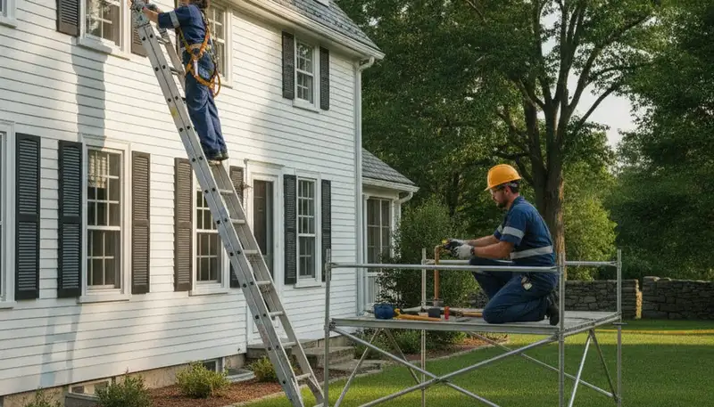 Plumber servicing a residential pipe repair in Concord, MA