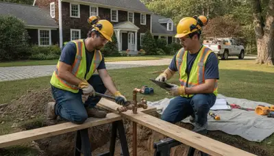 Plumber repairing a pipe in Concord, MA for residential plumbing service