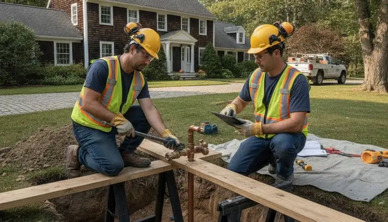 Plumber repairing a pipe in Concord, MA for residential plumbing service