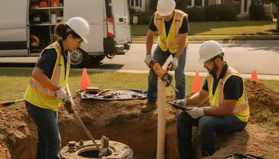 Septic repair service truck for Concord, MA homes by On Call Plumbers