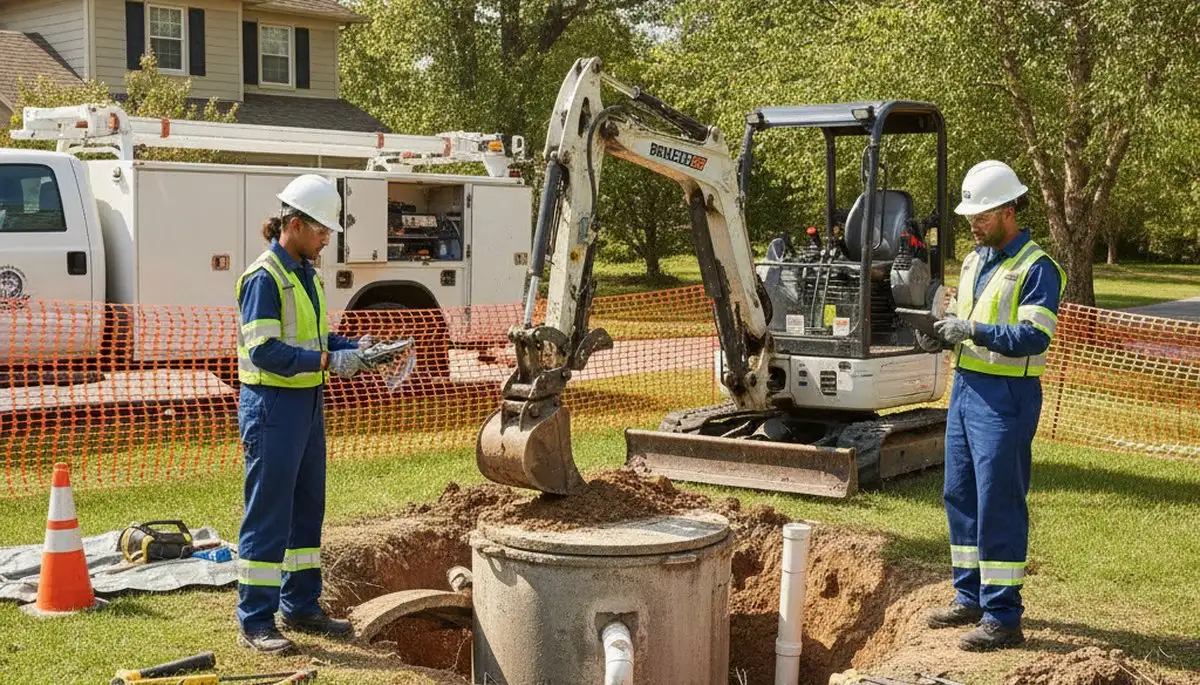 Septic repair service truck for Concord, MA homes on call for fast plumbing repairs