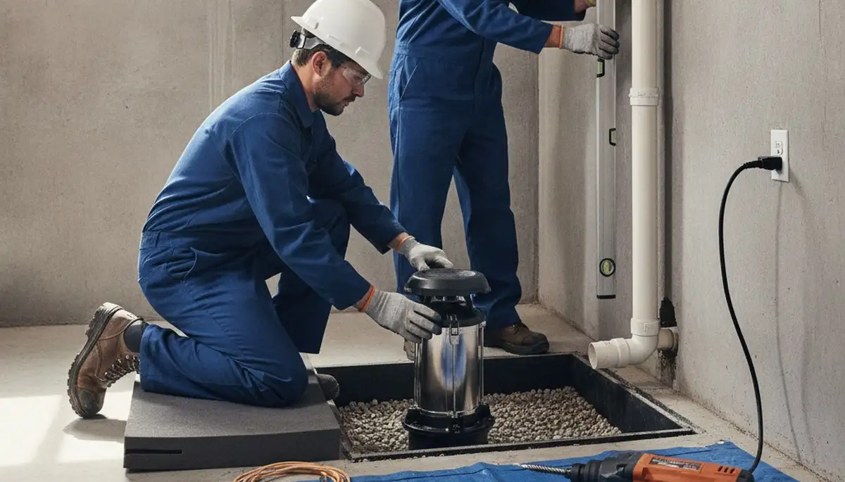 Sump pump installation for Concord, MA homes to protect basements from groundwater and flooding